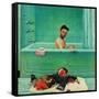 "Quarterback in the Tub", November 15, 1952-John Clymer-Framed Stretched Canvas