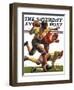 "Quarterback Pass," Saturday Evening Post Cover, October 12, 1935-Maurice Bower-Framed Giclee Print