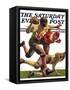 "Quarterback Pass," Saturday Evening Post Cover, October 12, 1935-Maurice Bower-Framed Stretched Canvas