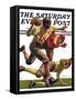 "Quarterback Pass," Saturday Evening Post Cover, October 12, 1935-Maurice Bower-Framed Stretched Canvas
