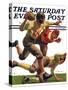 "Quarterback Pass," Saturday Evening Post Cover, October 12, 1935-Maurice Bower-Stretched Canvas