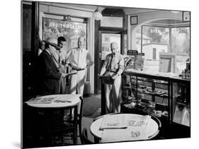 Quartet of Men Gathered in a Local Drug Store in the Hometown of President Franklin D. Roosevelt-Hansel Mieth-Mounted Photographic Print