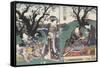 Quartier des maisons de plaisir à l'aube-Utagawa Kunisada-Framed Stretched Canvas