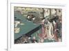 Quartier des maisons de plaisir à l'aube-Utagawa Kunisada-Framed Giclee Print