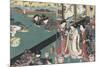 Quartier des maisons de plaisir à l'aube-Utagawa Kunisada-Mounted Giclee Print