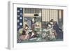 Quartier des maisons de plaisir à l'aube-Utagawa Kunisada-Framed Premium Giclee Print