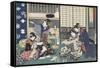 Quartier des maisons de plaisir à l'aube-Utagawa Kunisada-Framed Stretched Canvas