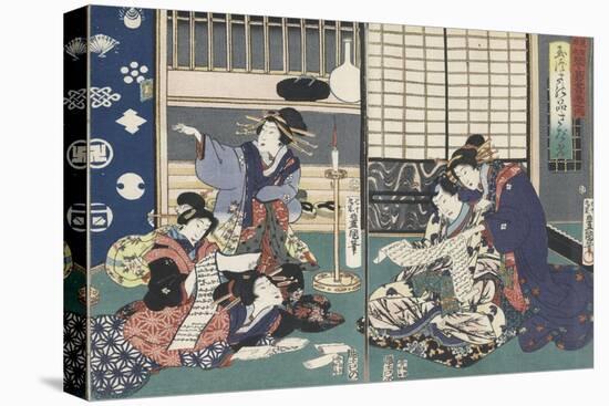 Quartier des maisons de plaisir à l'aube-Utagawa Kunisada-Stretched Canvas