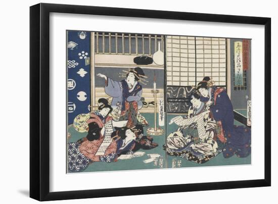 Quartier des maisons de plaisir à l'aube-Utagawa Kunisada-Framed Giclee Print