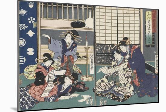 Quartier des maisons de plaisir à l'aube-Utagawa Kunisada-Mounted Giclee Print