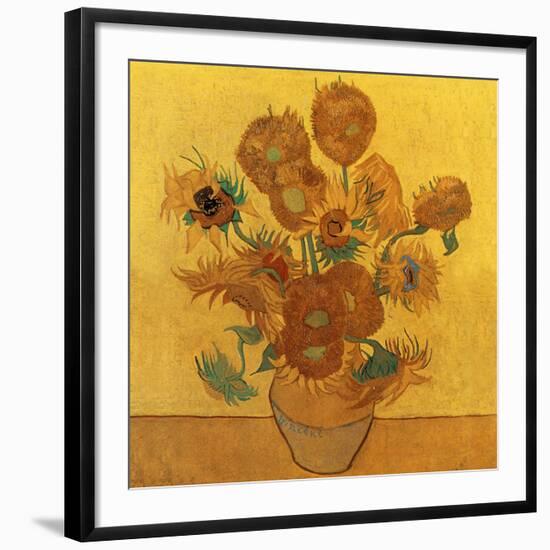 Quatorze tournesols dans un vase (Détail)-Vincent van Gogh-Framed Art Print