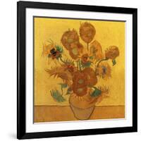 Quatorze tournesols dans un vase (Détail)-Vincent van Gogh-Framed Art Print