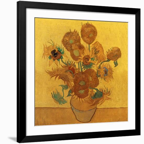 Quatorze tournesols dans un vase (Détail)-Vincent van Gogh-Framed Art Print