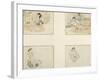 Quatre dessins; études pour "Les Femmes d'Alger" ; deux femmes arabes assises;femme arabe assise-Eugene Delacroix-Framed Giclee Print