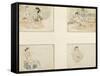 Quatre dessins; études pour "Les Femmes d'Alger" ; deux femmes arabes assises;femme arabe assise-Eugene Delacroix-Framed Stretched Canvas