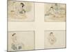 Quatre dessins; études pour "Les Femmes d'Alger" ; deux femmes arabes assises;femme arabe assise-Eugene Delacroix-Mounted Giclee Print