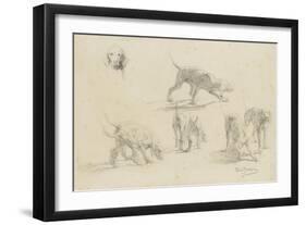 Quatre études d'un couple de chiens de chasse, et une tête de chien-Rosa Bonheur-Framed Giclee Print