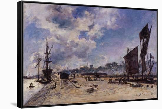 Quay at Honfleur-Johan Barthold Jongkind-Framed Stretched Canvas