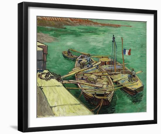 Quay With Men Unloading Sand Barges, 1888-Vincent Van Gogh-Framed Giclee Print