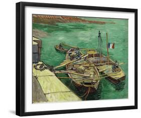 Quay With Men Unloading Sand Barges, 1888-Vincent Van Gogh-Framed Giclee Print