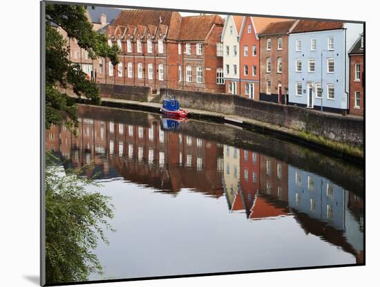 Quayside Buildings Reflected in the River Wensum, Norwich, Norfolk, England, United Kingdom, Europe-Mark Sunderland-Mounted Photographic Print