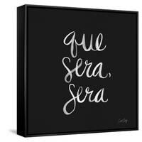 Que Sera Sera - White on Black-Cat Coquillette-Framed Stretched Canvas