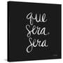 Que Sera Sera - White on Black-Cat Coquillette-Stretched Canvas