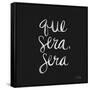 Que Sera Sera - White on Black-Cat Coquillette-Framed Stretched Canvas