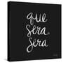 Que Sera Sera White on Black-Cat Coquillette-Stretched Canvas