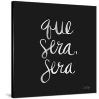 Que Sera Sera White on Black-Cat Coquillette-Stretched Canvas