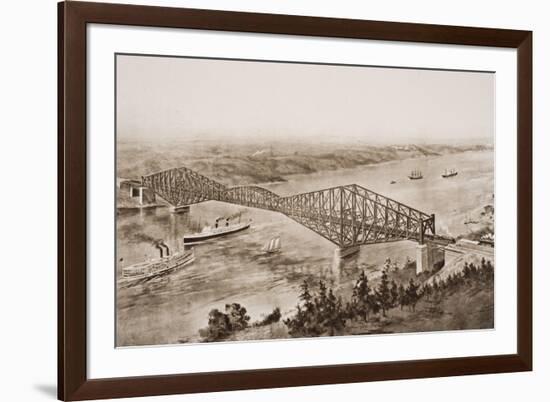 Quebec Bridge over the St. Lawrence River, Canada, Illustration from 'The Outline of History' by…-English School-Framed Giclee Print