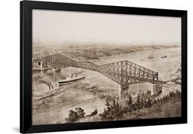 Quebec Bridge over the St. Lawrence River, Canada, Illustration from 'The Outline of History' by…-English School-Framed Giclee Print