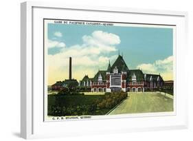 Quebec, Canada - Canadian Pacific Railroad Station Exterior-Lantern Press-Framed Art Print
