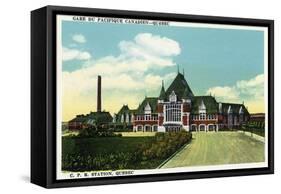 Quebec, Canada - Canadian Pacific Railroad Station Exterior-Lantern Press-Framed Stretched Canvas