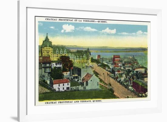 Quebec, Canada - Chateau Frontenac and Terrace Scene-Lantern Press-Framed Art Print