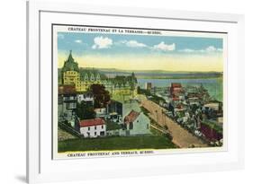 Quebec, Canada - Chateau Frontenac and Terrace Scene-Lantern Press-Framed Art Print