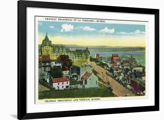 Quebec, Canada - Chateau Frontenac and Terrace Scene-Lantern Press-Framed Art Print