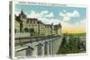 Quebec, Canada - Chateau Frontenac Overlooking Lower Town Scene-Lantern Press-Stretched Canvas