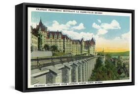 Quebec, Canada - Chateau Frontenac Overlooking Lower Town Scene-Lantern Press-Framed Stretched Canvas