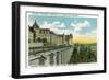 Quebec, Canada - Chateau Frontenac Overlooking Lower Town Scene-Lantern Press-Framed Art Print