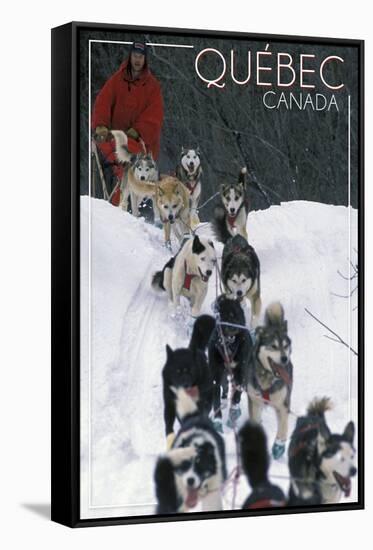 Quebec, Canada - Dogsled Scene-Lantern Press-Framed Stretched Canvas