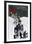 Quebec, Canada - Dogsled Scene-Lantern Press-Framed Art Print