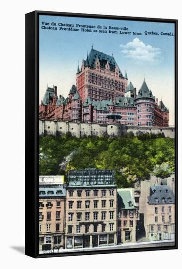 Quebec, Canada, Exterior View of the Chateau Frontenac from Lower Town-Lantern Press-Framed Stretched Canvas