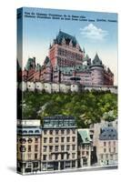 Quebec, Canada, Exterior View of the Chateau Frontenac from Lower Town-Lantern Press-Stretched Canvas