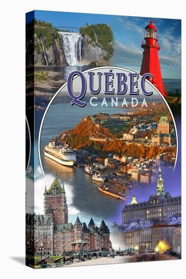 Quebec, Canada - Montage Scenes-Lantern Press-Stretched Canvas