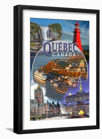 Quebec, Canada - Montage Scenes-Lantern Press-Framed Art Print