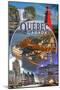 Quebec, Canada - Montage Scenes-Lantern Press-Mounted Art Print