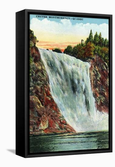 Quebec, Canada - Montmorency Falls Scene-Lantern Press-Framed Stretched Canvas