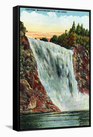 Quebec, Canada - Montmorency Falls Scene-Lantern Press-Framed Stretched Canvas