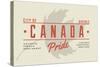 Quebec, Canada Pride - Gray Maple Leaf Typography-Lantern Press-Stretched Canvas